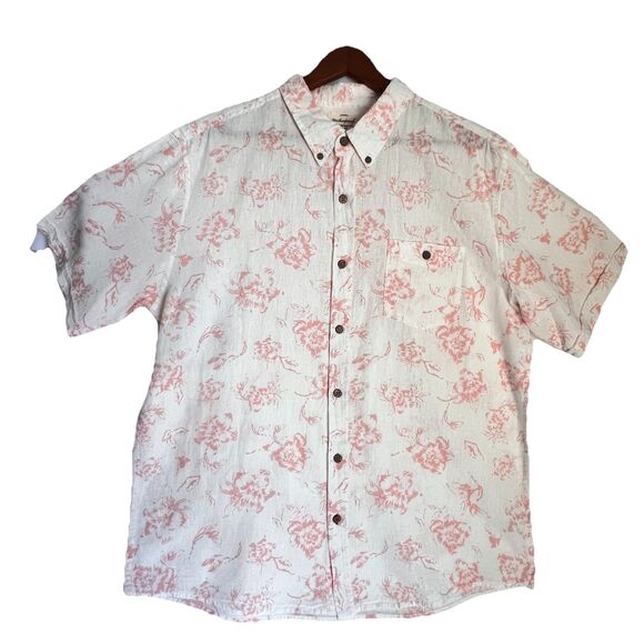 Linen Floral Men’s XL WEATHERPROOF Vintage Dusted Clay Button Down Shirt - Picture 2 of 16